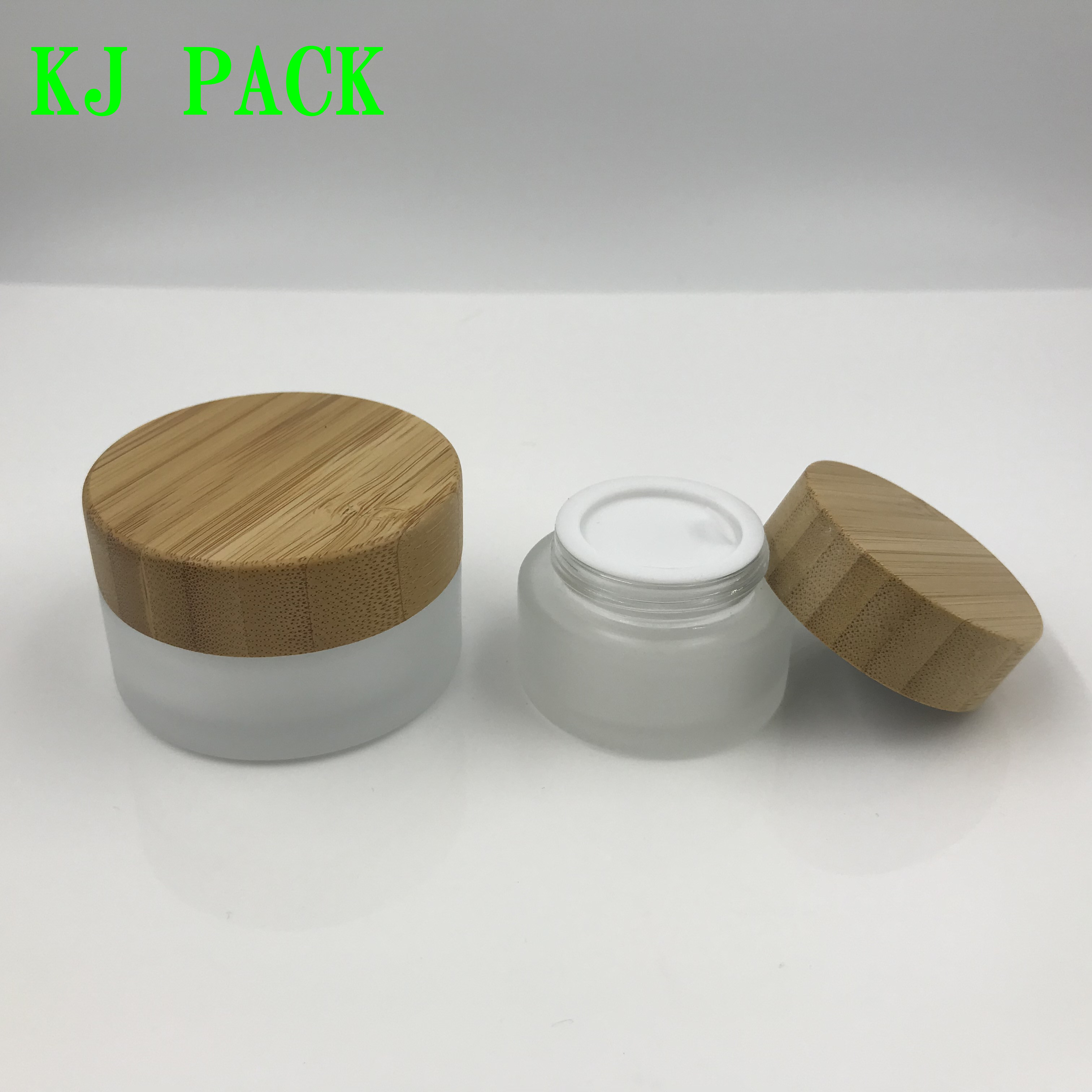 Custom Eco Friendly bamboo Cosmetic cream Glass Jar Container For cosmetic 15g 30g 50g 100G
