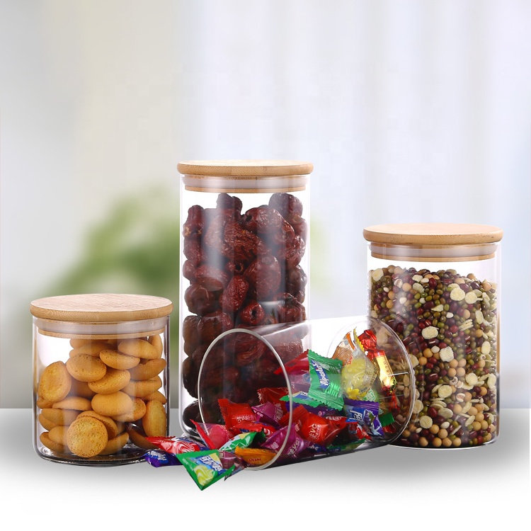 Custom Empty Borosilicate Cookie Food Candy Storage Container Colored Glass Jars