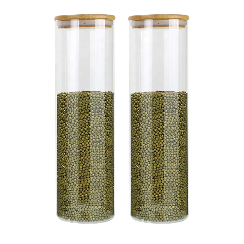 Custom Empty Clear Coffee Cookie Food Container Borosilicate Airtight Kitchen Storage Jar Glass