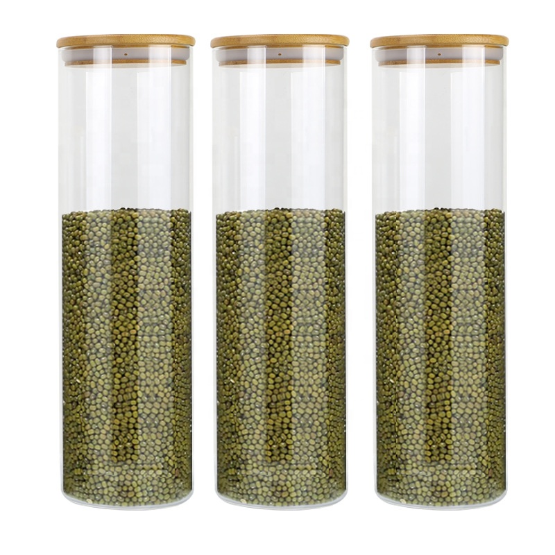 Custom Empty Clear Coffee Cookie Food Container Borosilicate Airtight Kitchen Storage Jar Glass