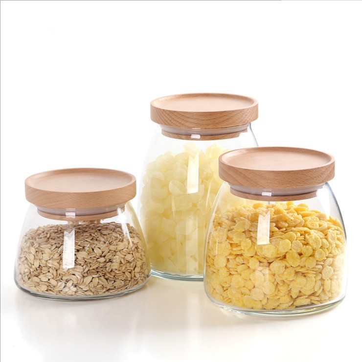 Custom Empty Clear Fancy Bottle Cookie Coffee Cylinder Straight Glass Jar With Lid