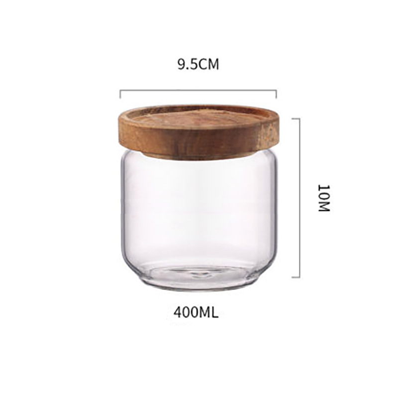 Custom Empty Clear Food Grade Storage Airtight Kitchen Tall Coffee Cookie Mason Glass Jar With Acacia Lid