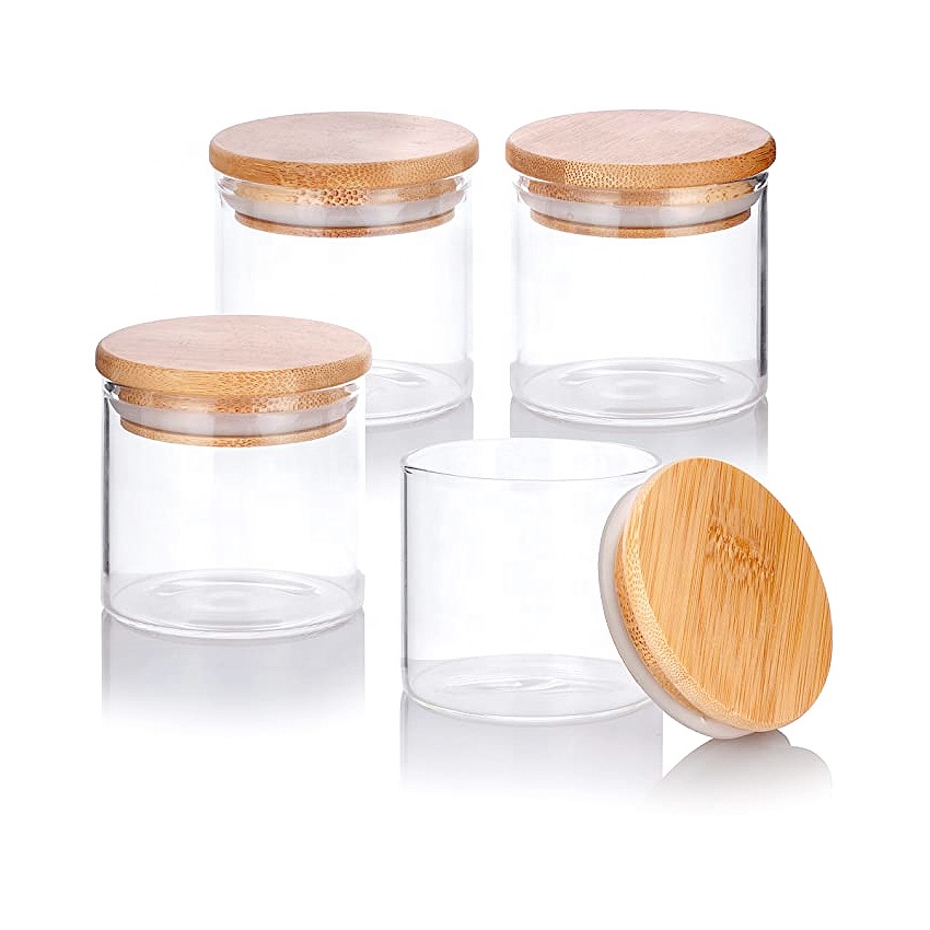 Custom Empty Clear Food Storage Jars Kitchen Coffee Cookie Herb Airtight Glass Cylinder Jar