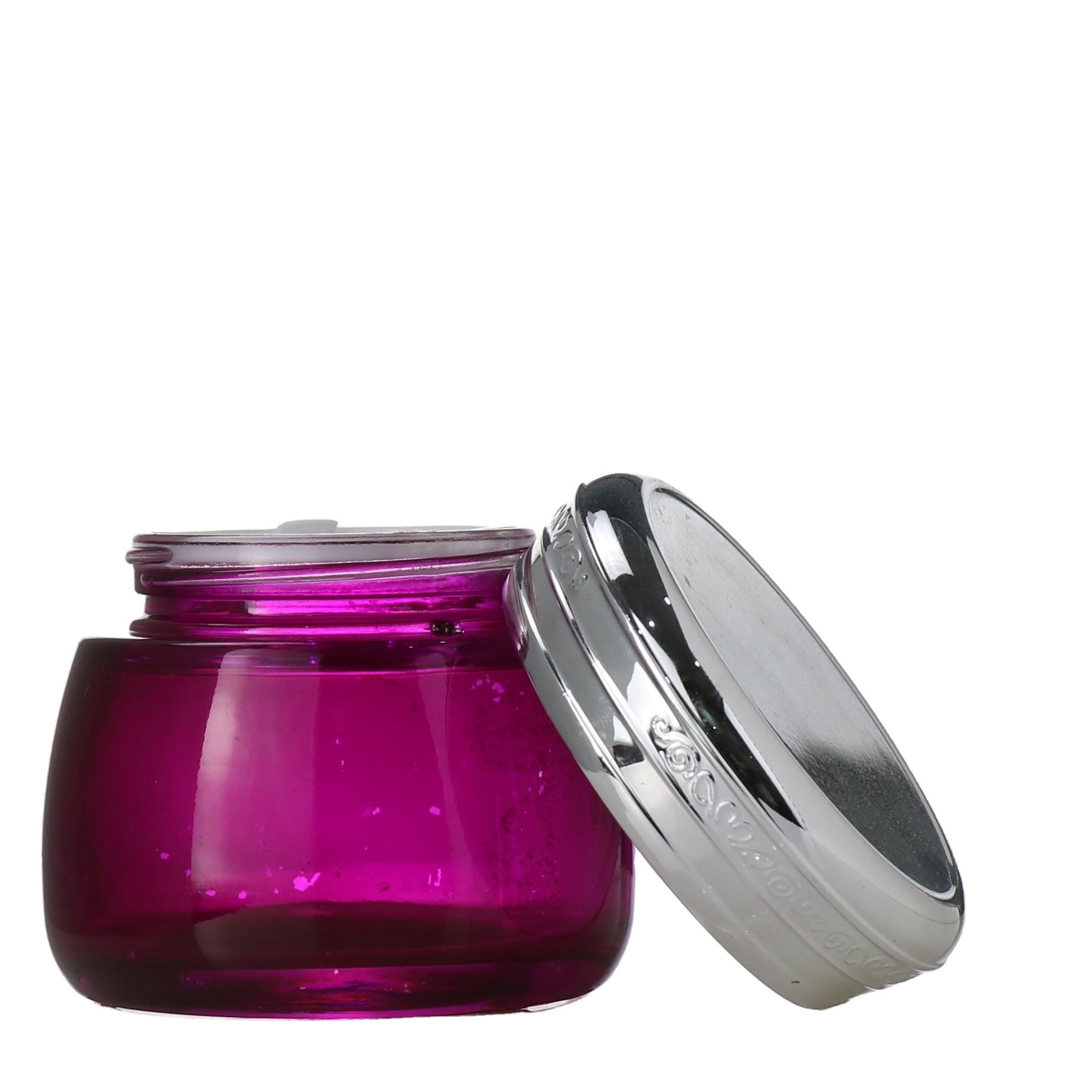 Custom Empty Cream Packaging 20ml 50ml Lip Balm Jars Frosted Round Cosmetic Bottle Glass Jar Set With Pink Metal Lid