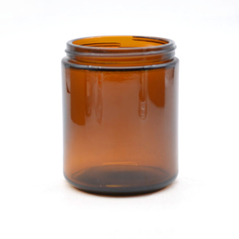 Custom Empty Cream Wide Mouth Round Amber 8OZ 250ML glass candle jar With Lid