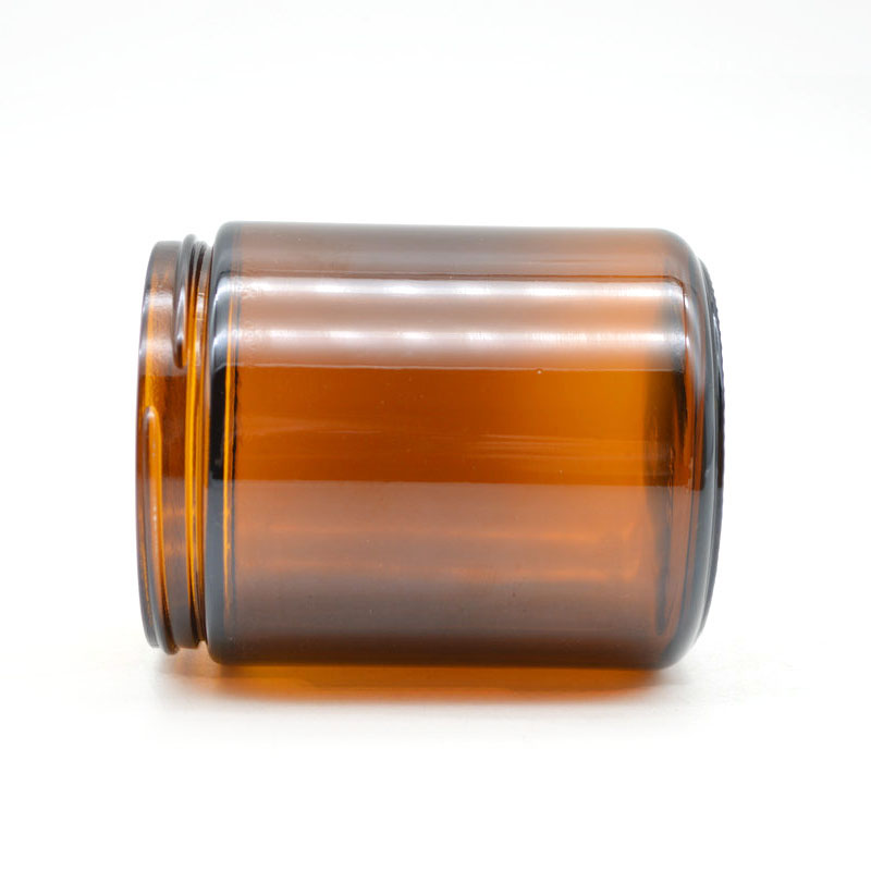 Custom Empty Cream Wide Mouth Round Amber 8OZ 250ML glass candle jar With Lid