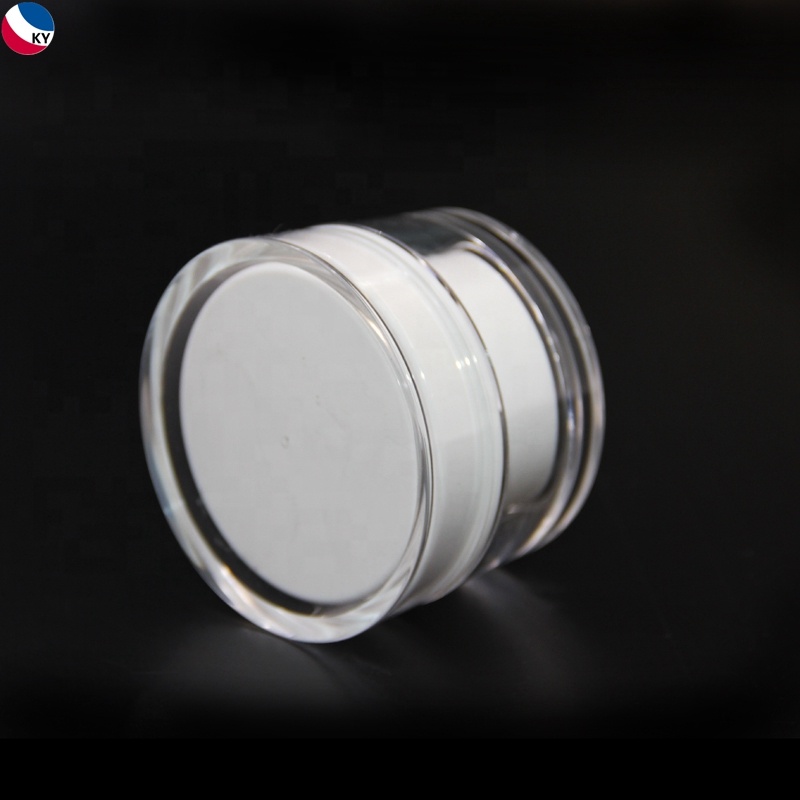 Custom Empty Flat Containers Cream Packages Plastic Jars Body Butter Round 1oz with Lids White Color for Liquid Acrylic