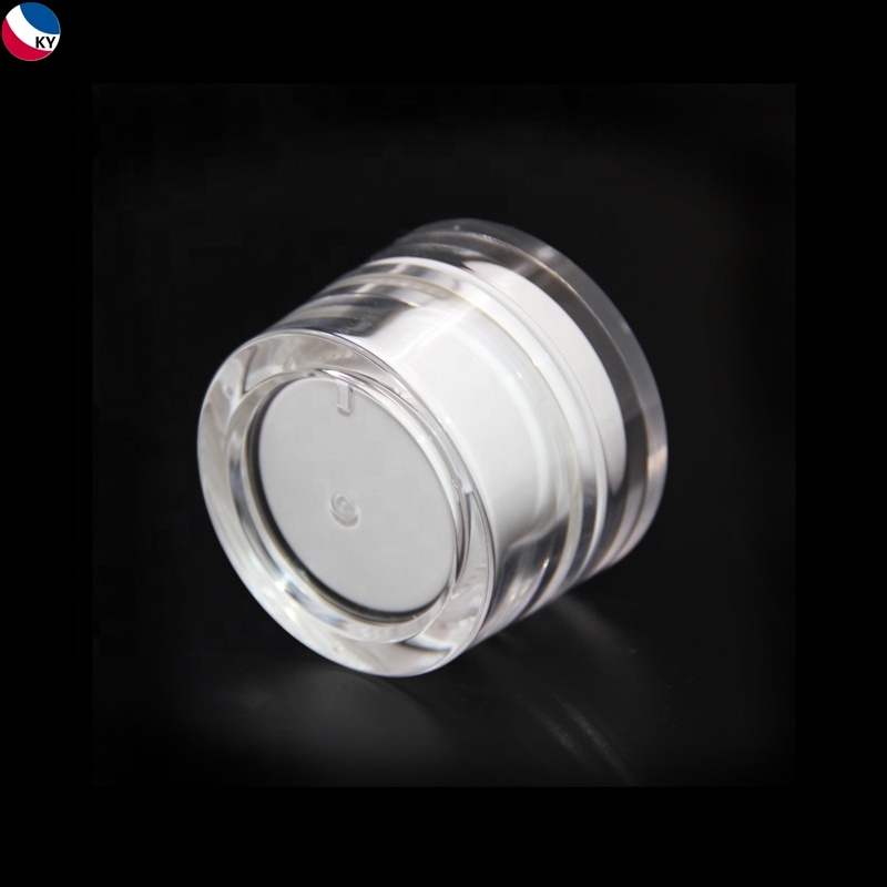 Custom Empty Flat Containers Cream Packages Plastic Jars Body Butter Round 1oz with Lids White Color for Liquid Acrylic