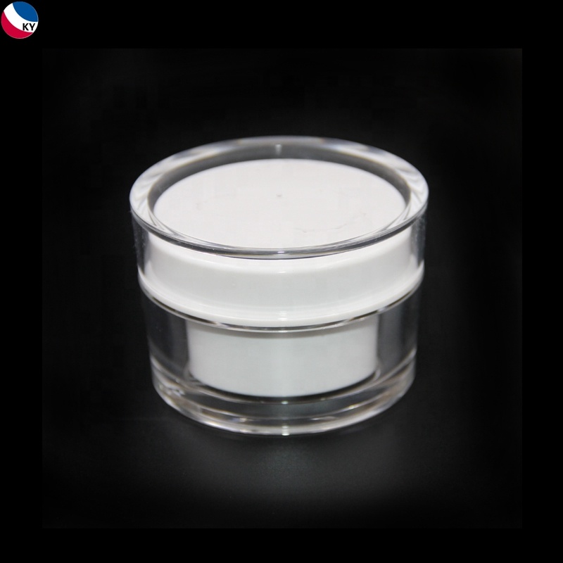 Custom Empty Flat Containers Cream Packages Plastic Jars Body Butter Round 1oz with Lids White Color for Liquid Acrylic