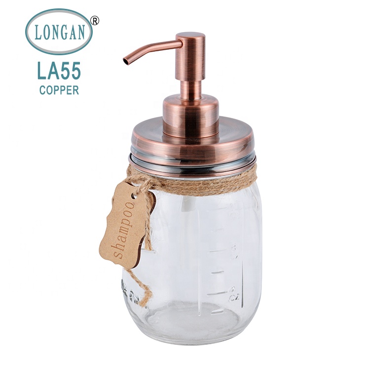 Custom Empty Glass Bath Kitchen Shampoo Clear Empty Lotion Pump Soap Mason Jar With Metal Lid Handle Factory In China