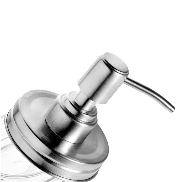 Custom Empty Glass Bath Kitchen Shampoo Clear Empty Lotion Pump Soap Mason Jar With Metal Lid Handle Factory In China
