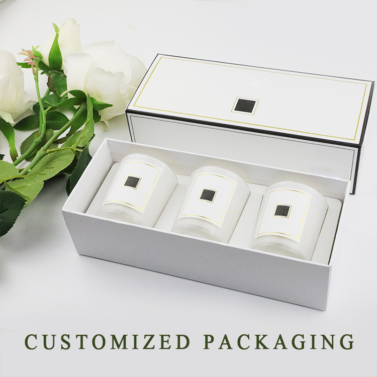 Custom Empty Matte Black Candle Holder Metal Frosted Glass Candle Jars With Wooden Lids