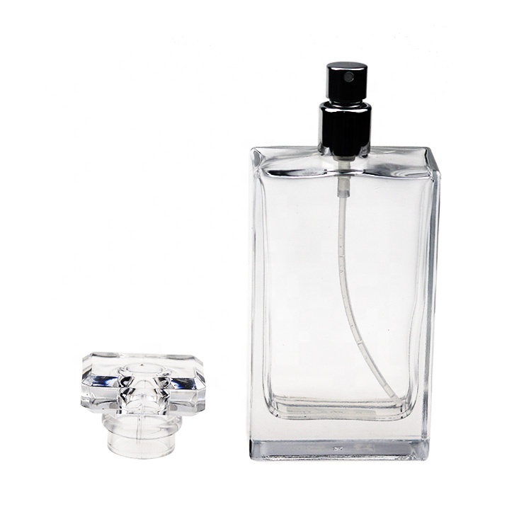 Custom Empty Rectangle Glass Perfume Bottle 100ml