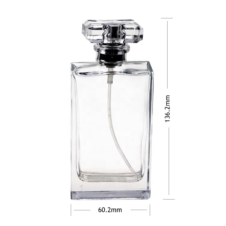 Custom Empty Rectangle Glass Perfume Bottle 100ml