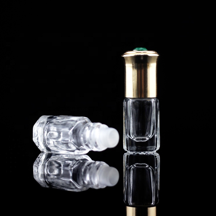 Custom Empty Roller Bottles 3ml 5ml 10ml Clear Roll On Glass Bottle For Essential Oil With Gold Metal Cap