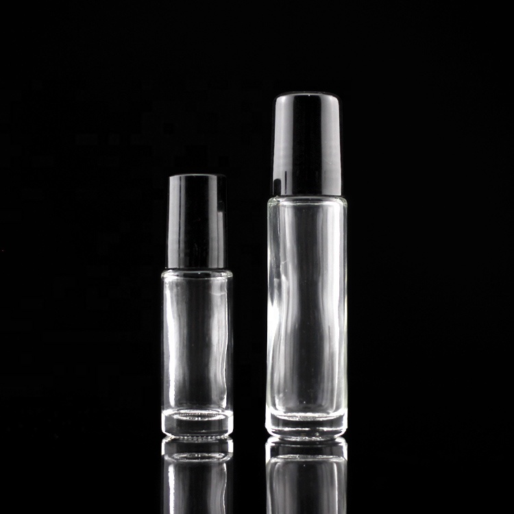 Custom Empty Roller Bottles 3ml 5ml 10ml Clear Roll On Glass Bottle For Essential Oil With Gold Metal Cap