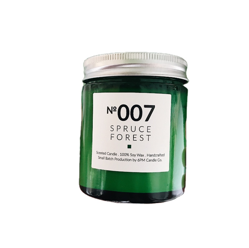 Custom Empty Wide Mouth Round 8OZ 250ML green glass candle jar With Lid
