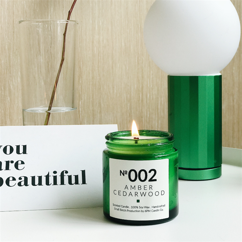 Custom Empty Wide Mouth Round 8OZ 250ML green glass candle jar With Lid