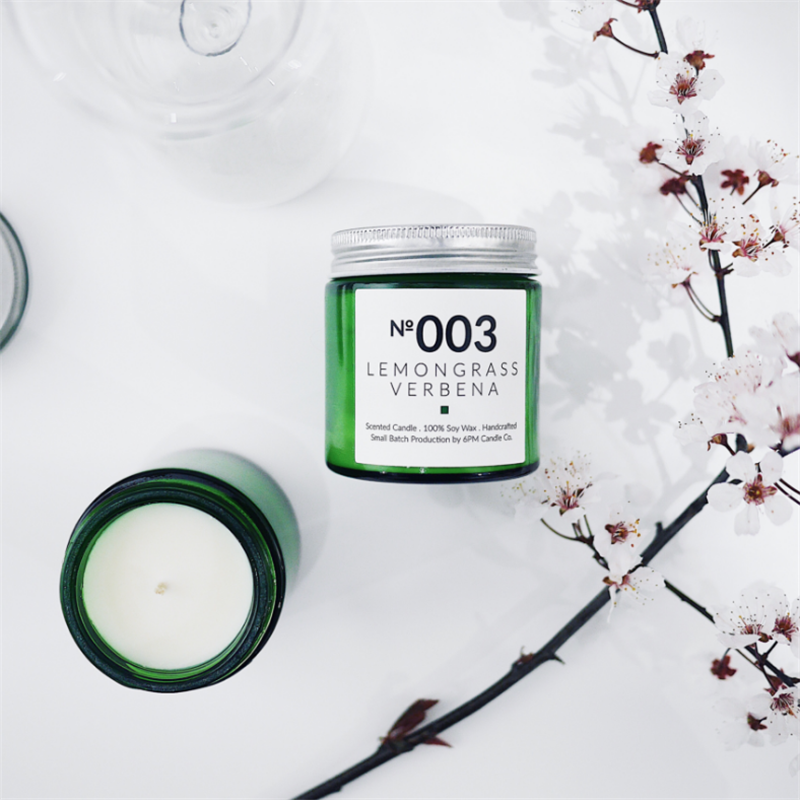 Custom Empty Wide Mouth Round 8OZ 250ML green glass candle jar With Lid