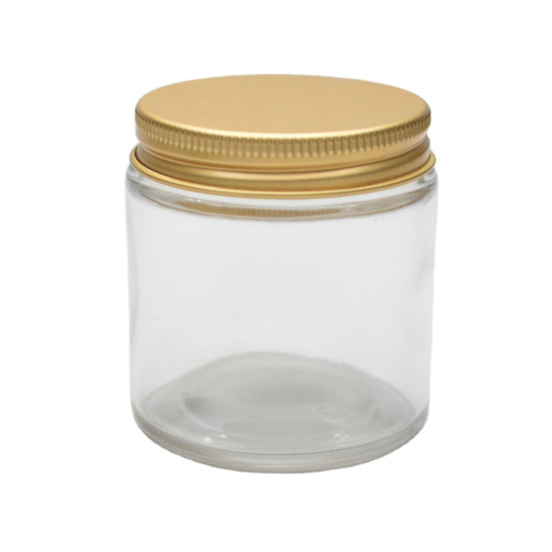Custom Empty Wide Mouth Round clear 100ML  glass candle jar With Lid