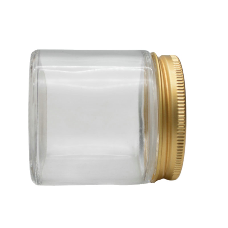 Custom Empty Wide Mouth Round clear 100ML glass candle jar With Lid
