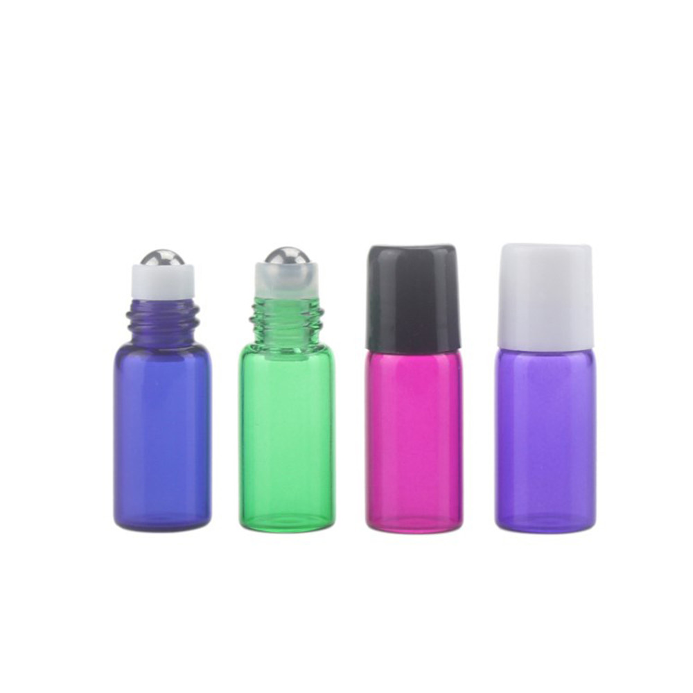 Custom Empty eco friendly small brown amber clear 10ml 15 ml 30 ml roll on glass essential oil roller bottle with steel ball