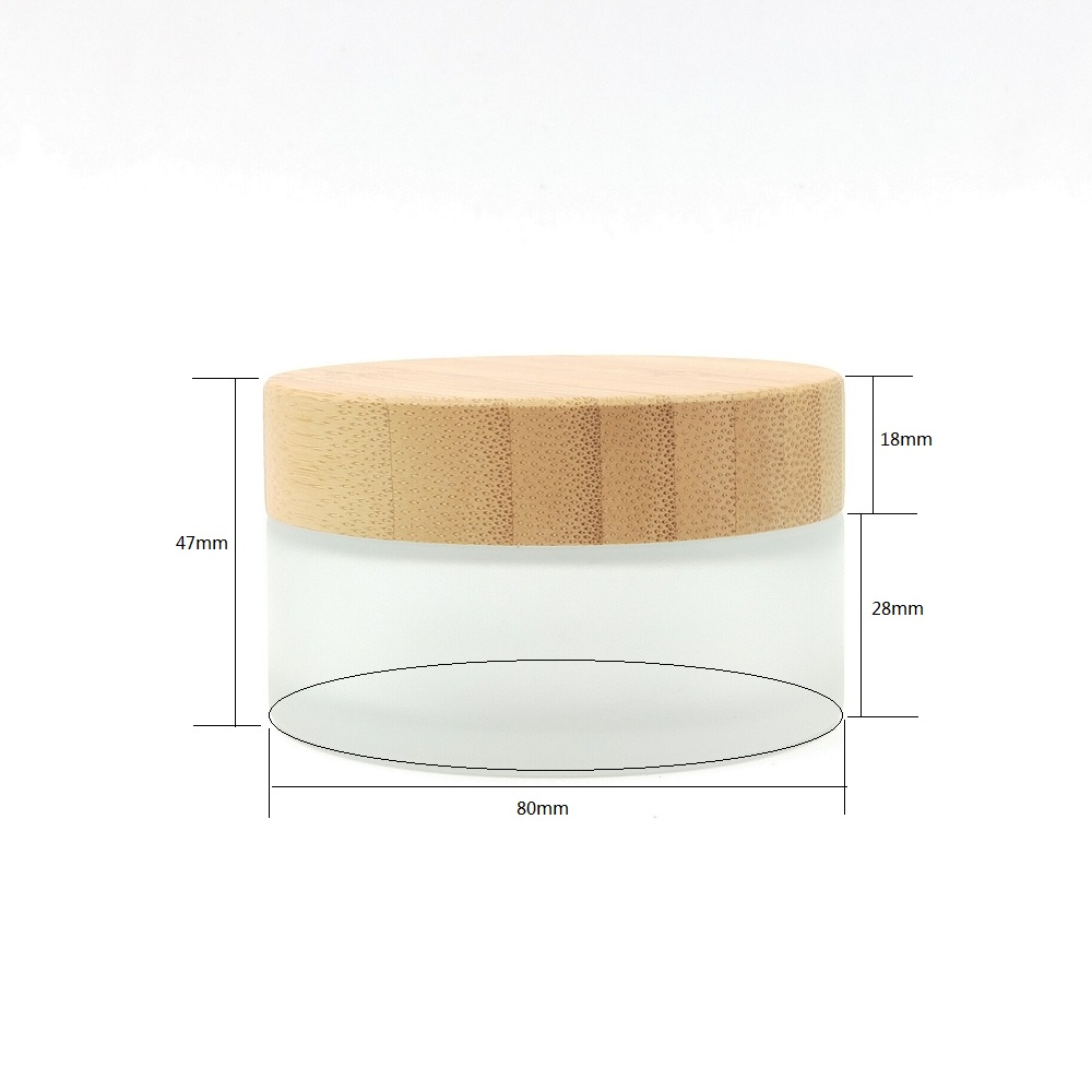 Custom Engraving Logo 100g Cosmetic Packaging Glass Bamboo Jar Cosmetic Jar Bamboo Lid