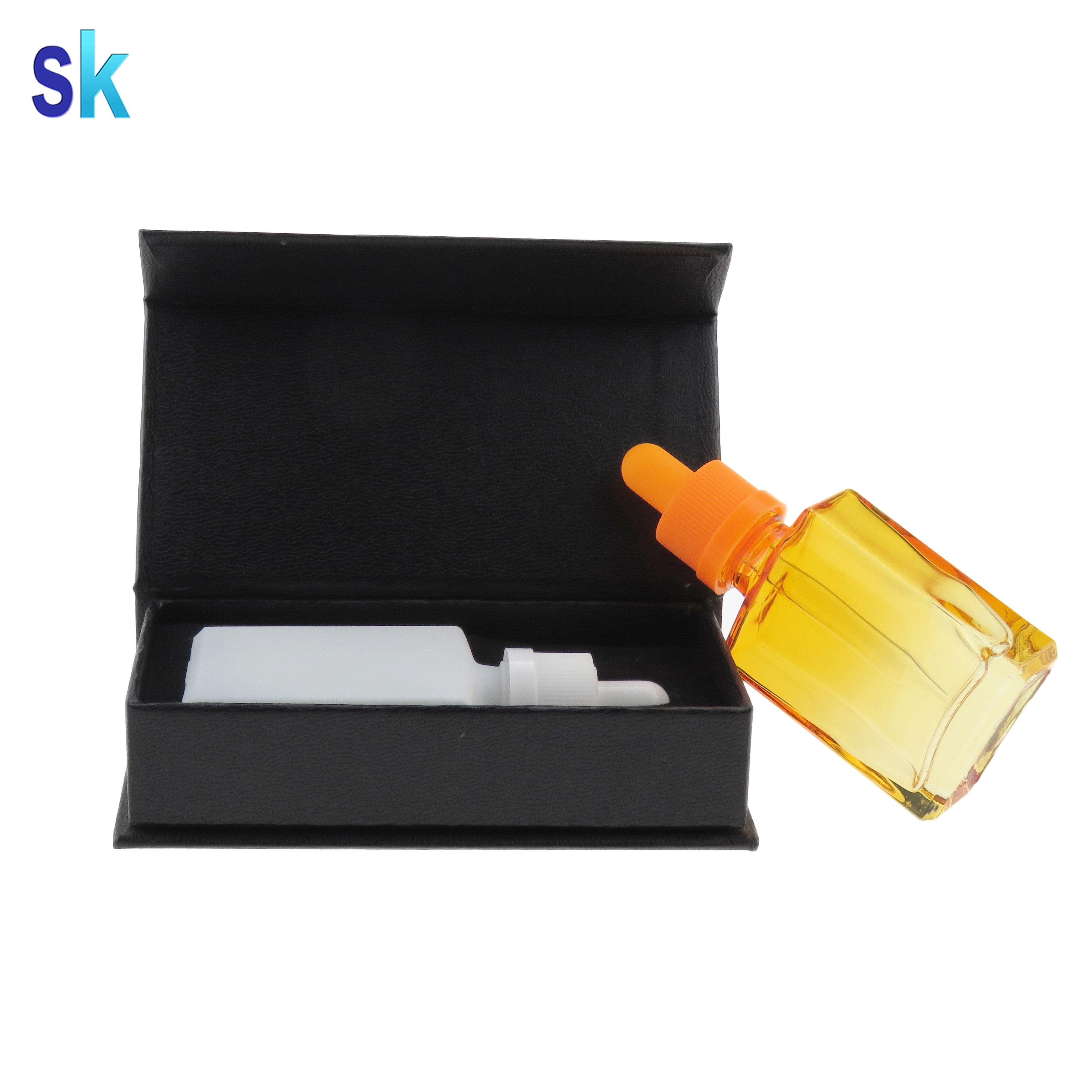Custom Essential Oil Dropper Bottle Packaging Box 30ml Eliquid Vape Frosted Matt Gold Glass Pipette Bottle Dropper 1oz