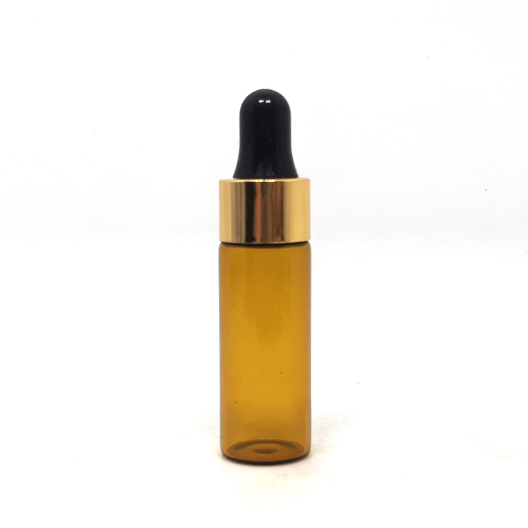 Custom Essential Oil Tester Glass Vial with Dropper Amber Screen Printing Personal Care Packaging 7ml