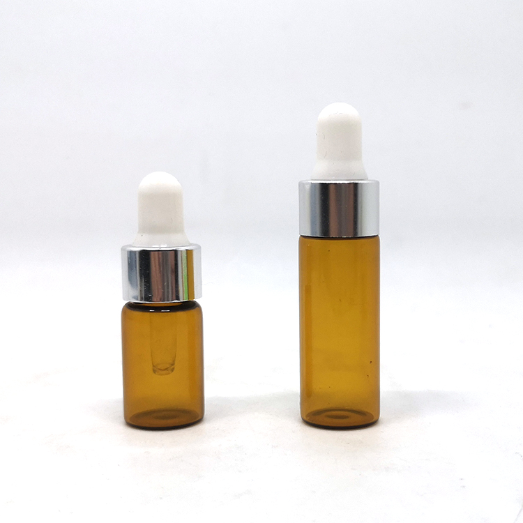 Custom Essential Oil Tester Glass Vial with Dropper Amber Screen Printing Personal Care Packaging 7ml