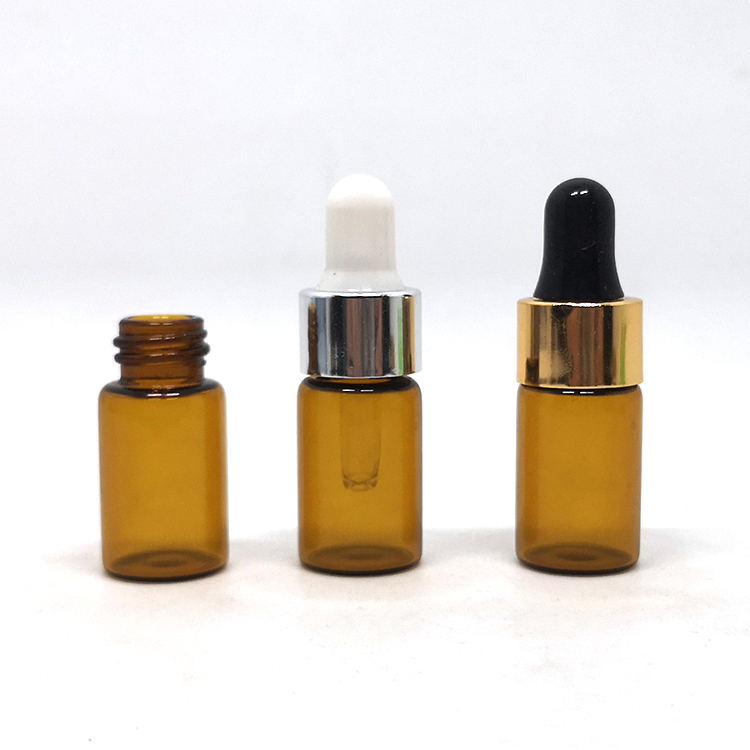 Custom Essential Oil Tester Glass Vial with Dropper Amber Screen Printing Personal Care Packaging 7ml