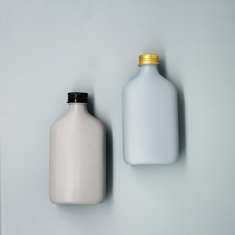 Custom Flask 200ml Glass Container Alcohol Bottle For Gin Whisky With Aluminum Cap