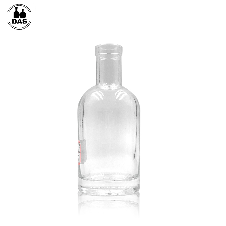 Custom Flint 375ml 750ml 100ml Frosted Matte Black Clear Whisky Spirit Vodka Liquor Glass Bottle with Decal
