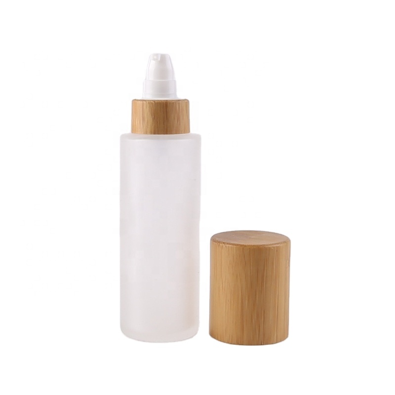 Custom Frosted Glass Jar With Bamboo Lid Glass Cosmetic Jar With Bamboo Lid