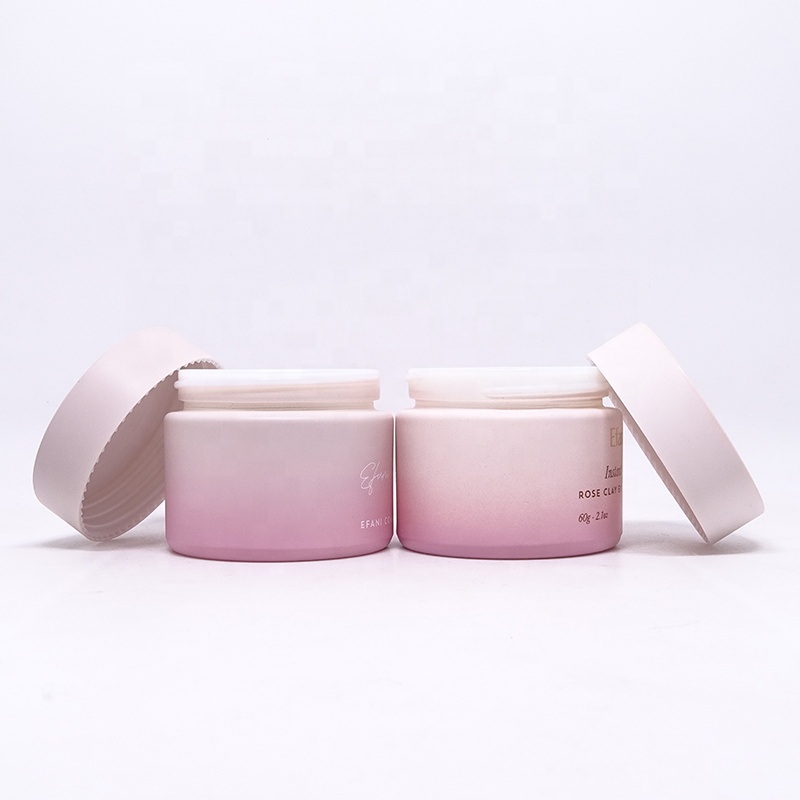 Custom Frosted Pink Blue Purple Cosmetic Glass Jars Opal Porcelain