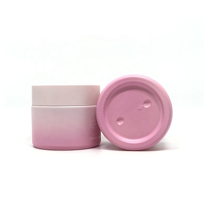 Custom Frosted Pink Blue Purple Cosmetic Glass Jars Opal Porcelain