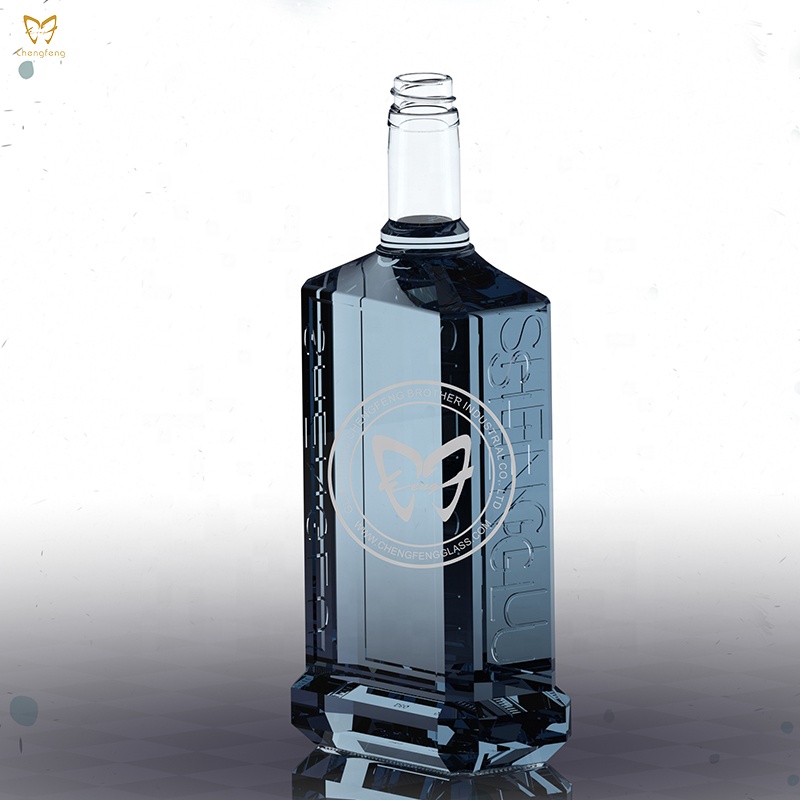 Custom Glass bottle for vodka and whiskey glass bottle with wood cork