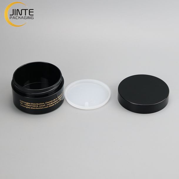 Custom Good Design Glossy Black PETG Plastic Jar With Hot Stamping Logo 100ml 4OZ for Hair products