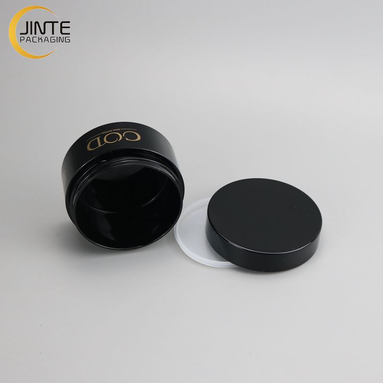 Custom Good Design Glossy Black PETG Plastic Jar With Hot Stamping Logo 100ml 4OZ for Hair products