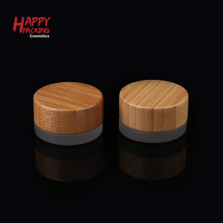 Custom Handmade 5ml Cosmetic Cream Jar Empty Clear Frosted Bamboo Glass Jar