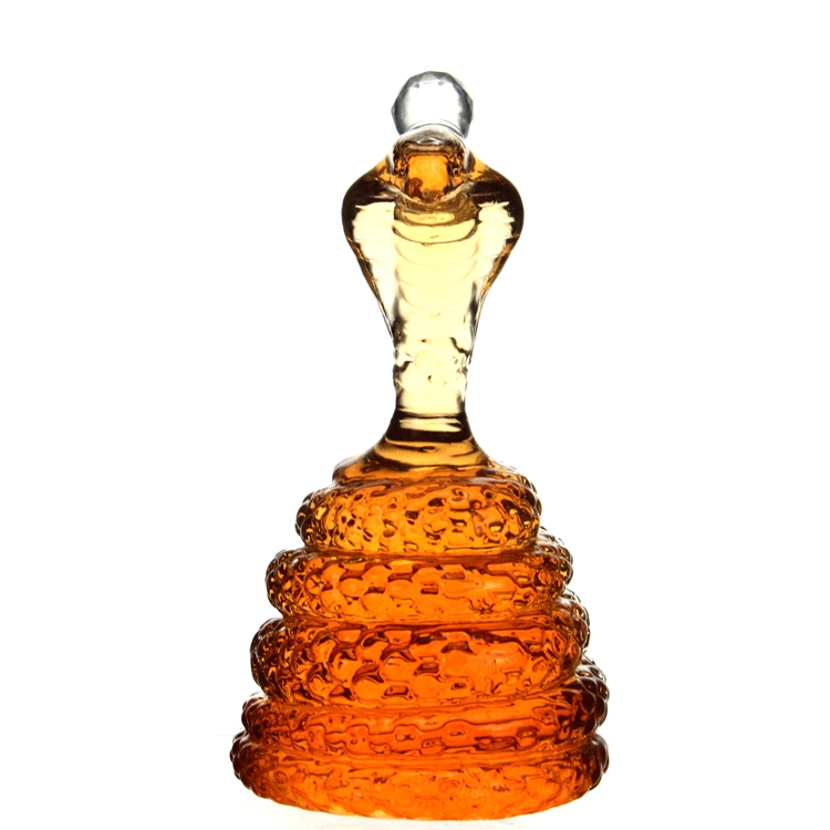 Custom Handmade Animal Snake Shape Glass Decanter Whisky Vodka Wine Glass Bottle