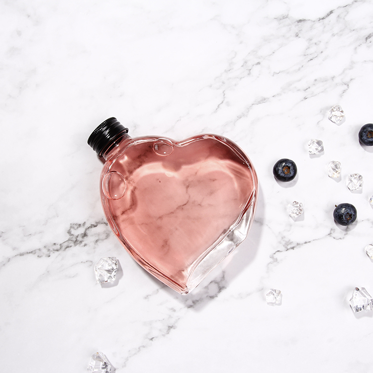 Custom Heart Shaped Glass Bottle Vodka Unique Luxury Bottles For Wine Liquor 200ml With Cork