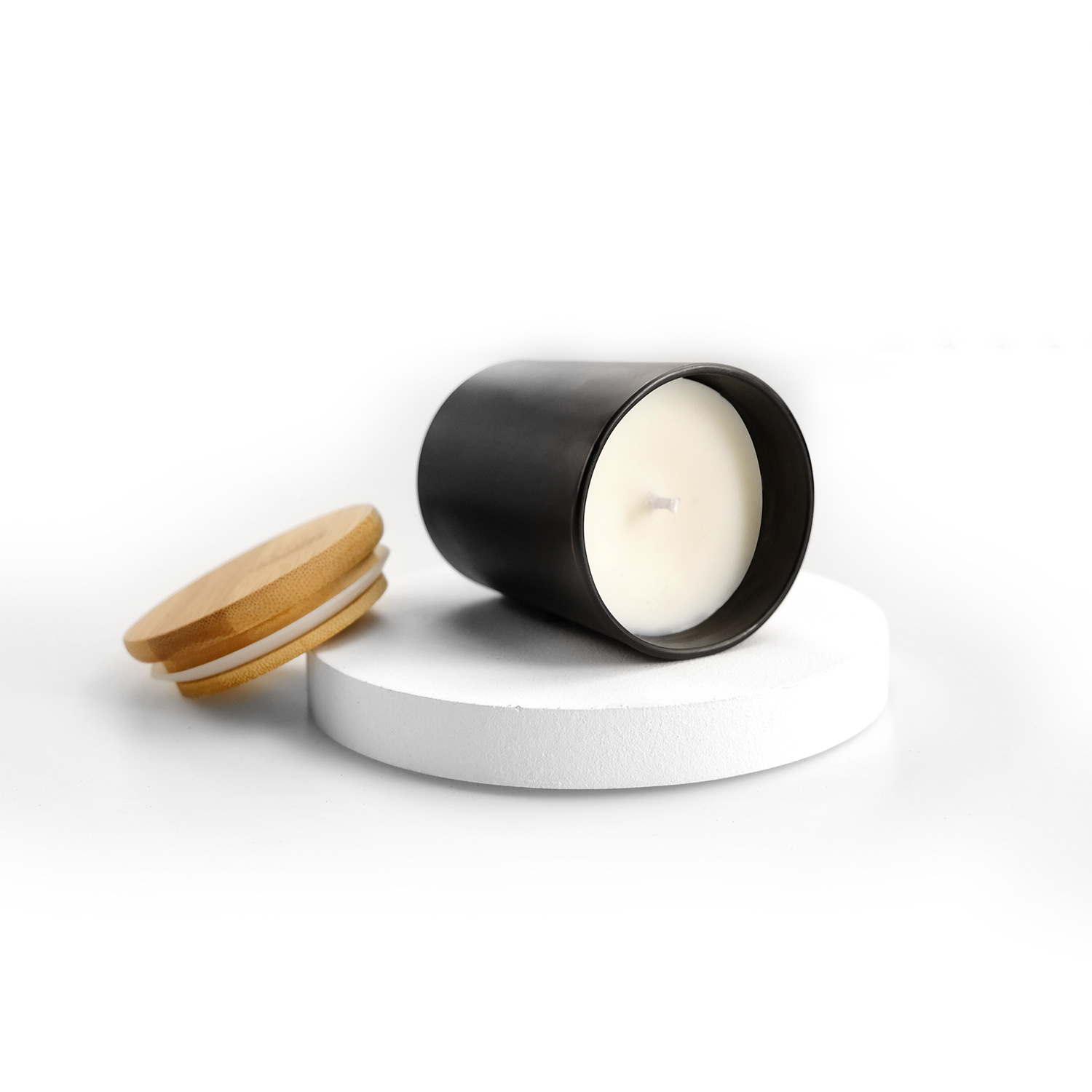 Custom High Quality Glass Candle Holder Candle Jar with bamboo Lid