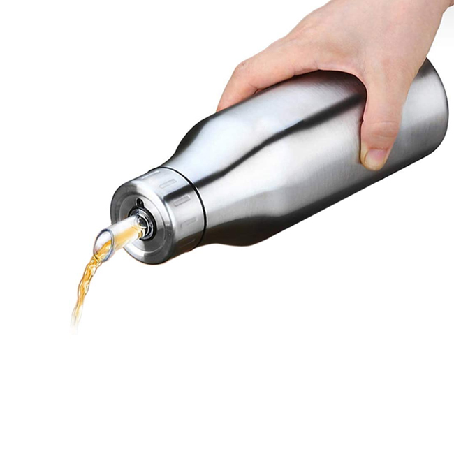 Custom Kitchen Oil Vinegar Dispenser Leak Proof Pourer 750ML Stainless Steel Oil Bottle