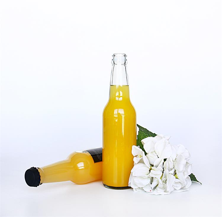 Custom Label 330ml 500ml Round Glass Bottle With Crown Cap For Carbonated Beverages Kombucha Ginger Beer