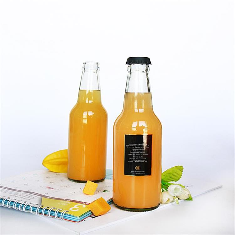 Custom Label 330ml 500ml Round Glass Bottle With Crown Cap For Carbonated Beverages Kombucha Ginger Beer