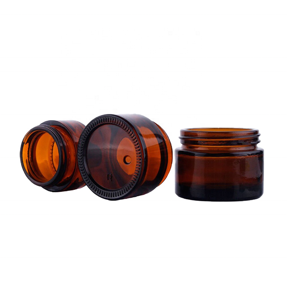 Custom Label Empty 4oz 8oz Amber Cosmetics Packaging Containers And Bottle Glass Cream Jars With Gold Cap