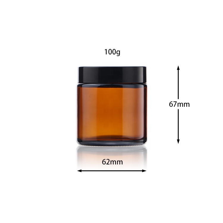 Custom Labels Cosmetic Packaging Empty 30g 50g 4 oz Amber Glass Cream Bottle Jar