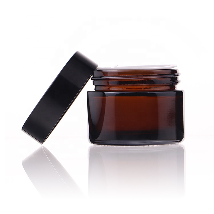 Custom Labels Cosmetic Packaging Empty 30g 50g 4 oz Amber Glass Cream Bottle Jar