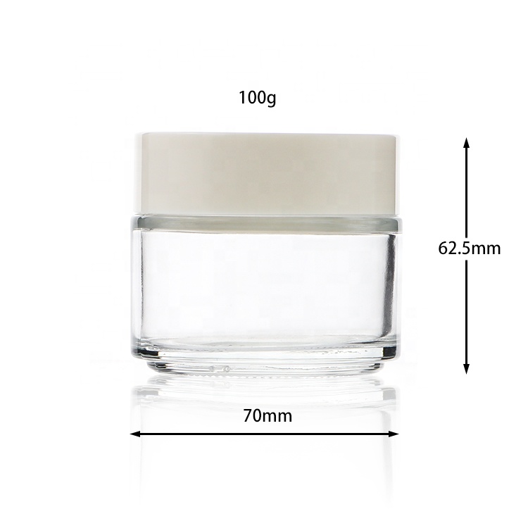 Custom Labels Round Cosmetic Packaging jars Glass Facial Cream Jars 15g 30g 50g 100g With Lid
